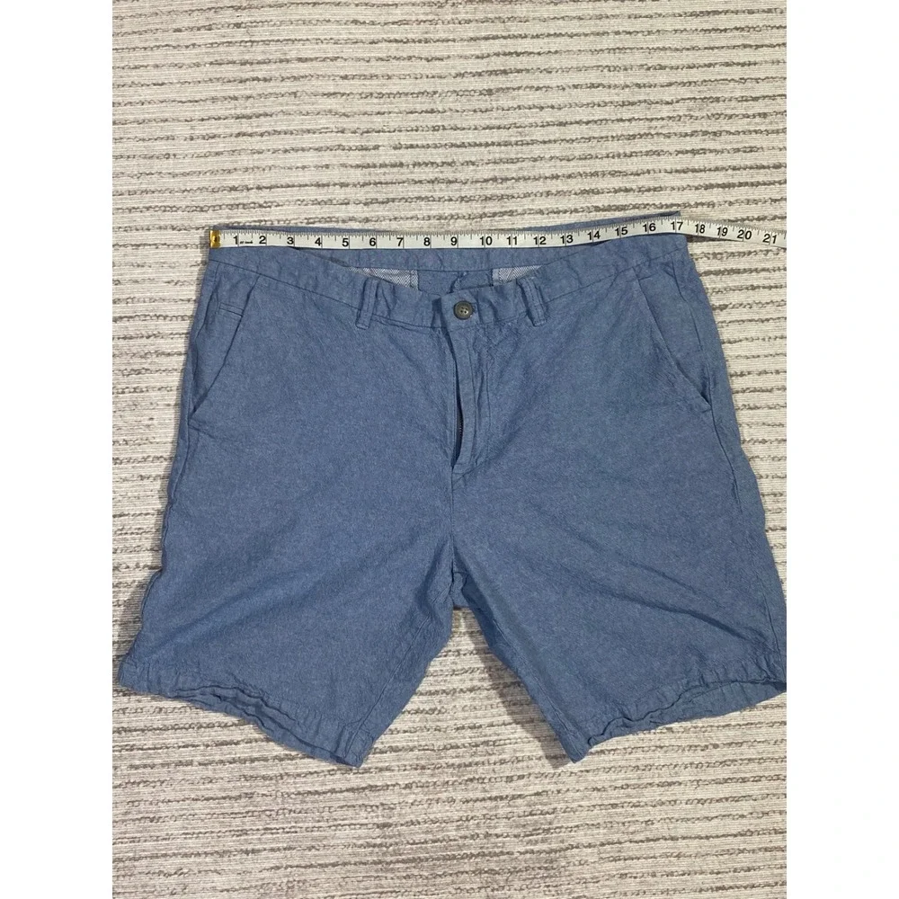 Calvin Klein Mens Blue Cotton Chino Shorts Size‎ 34 Flat Front Casual Chambray